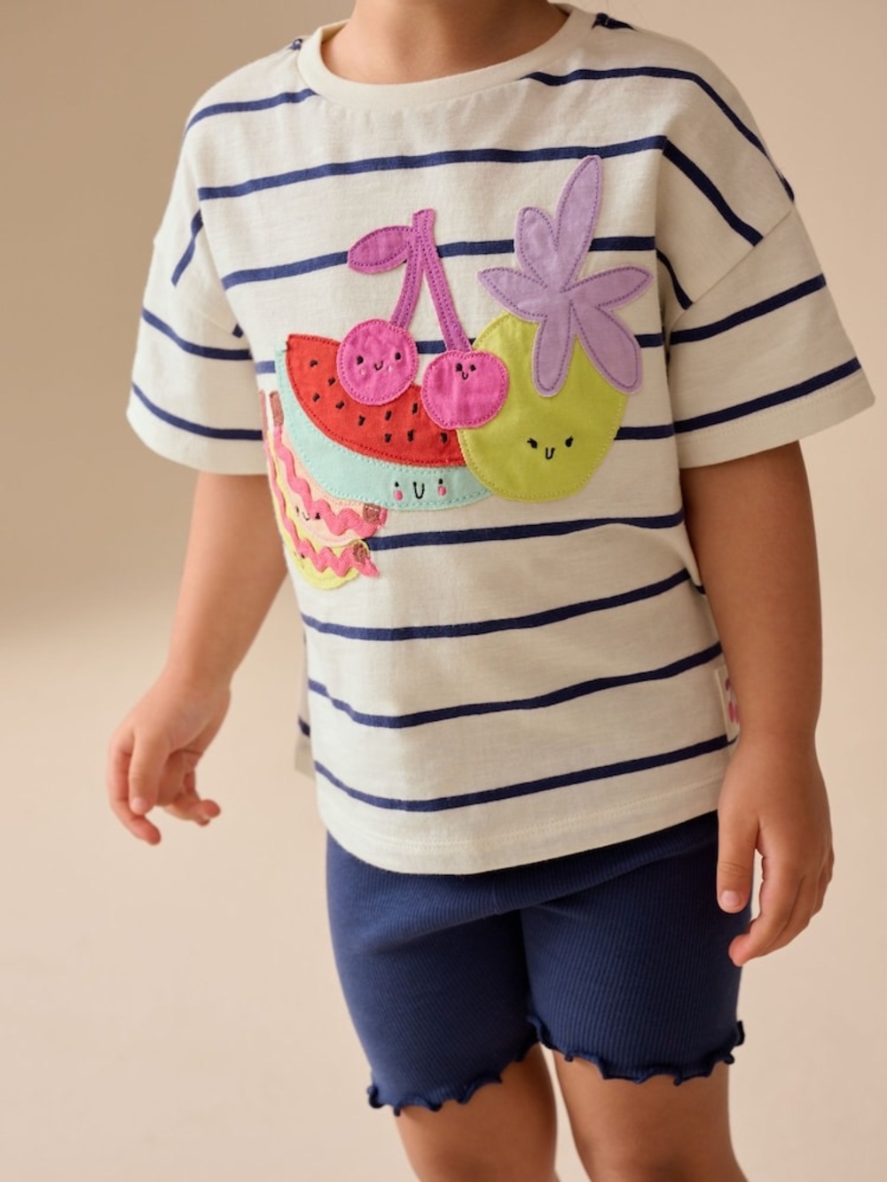 Next Kids Striped Fruit Appliqué Tee short Set Summer Set Size 2/3 Years